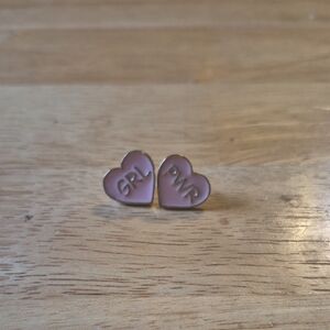 Heart Shaped 'GRL PWR' Earrings